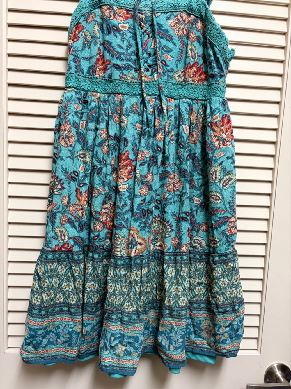 Maurices Boho Floral Sundress Womens Small Blue Paisley Lace Trim Festival Dress - Picture 8 of 16